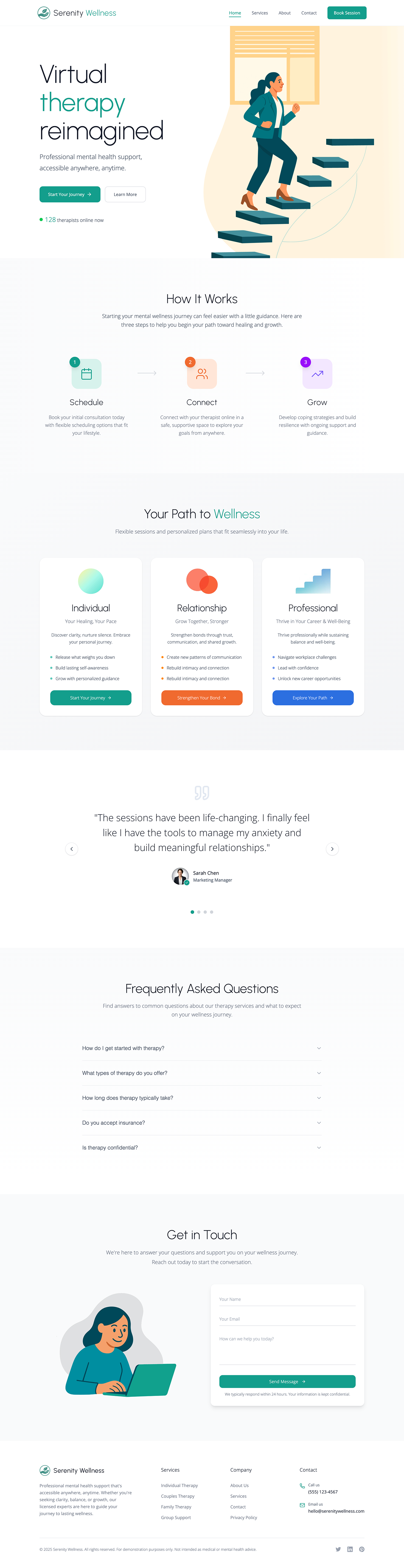 Serenity Wellness homepage desktop preview